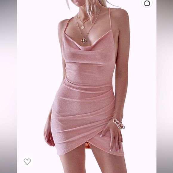 Pink Glitter Bodycon Mini Dress - Picture 1 of 3